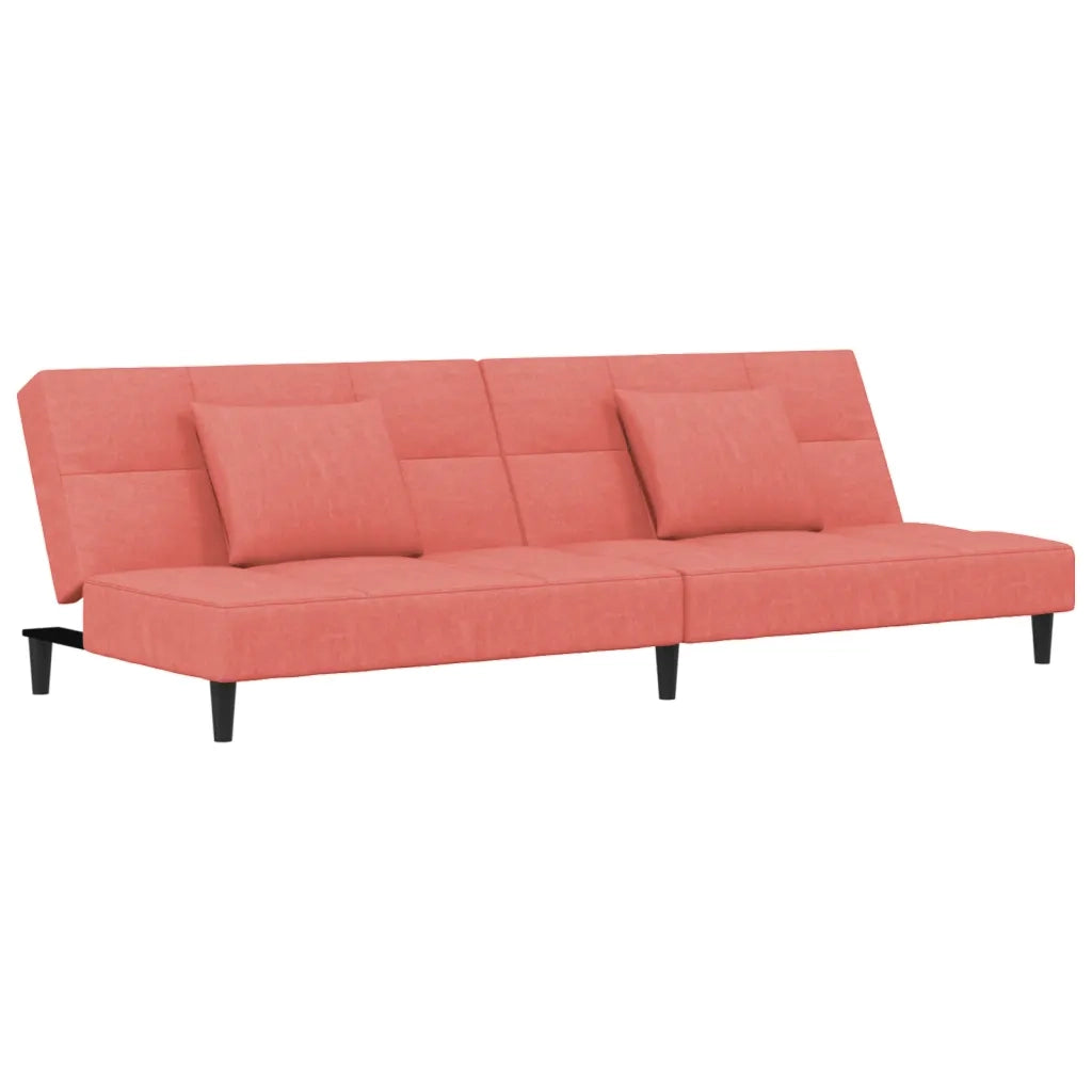 Divano Letto a 2 Posti con 2 Cuscini Rosa in Velluto 375810