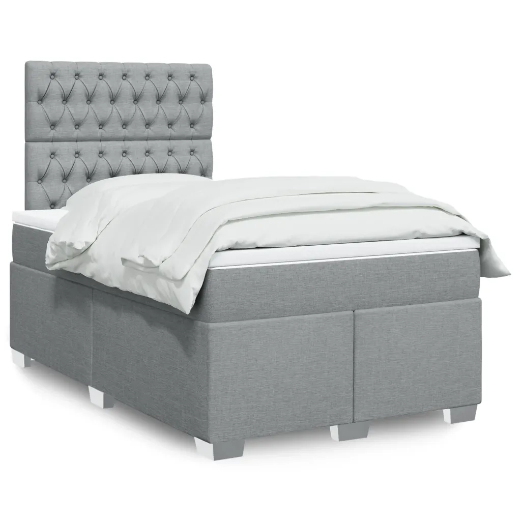 Giroletto a Molle con Materasso Grigio Chiaro 120x200cm Tessuto