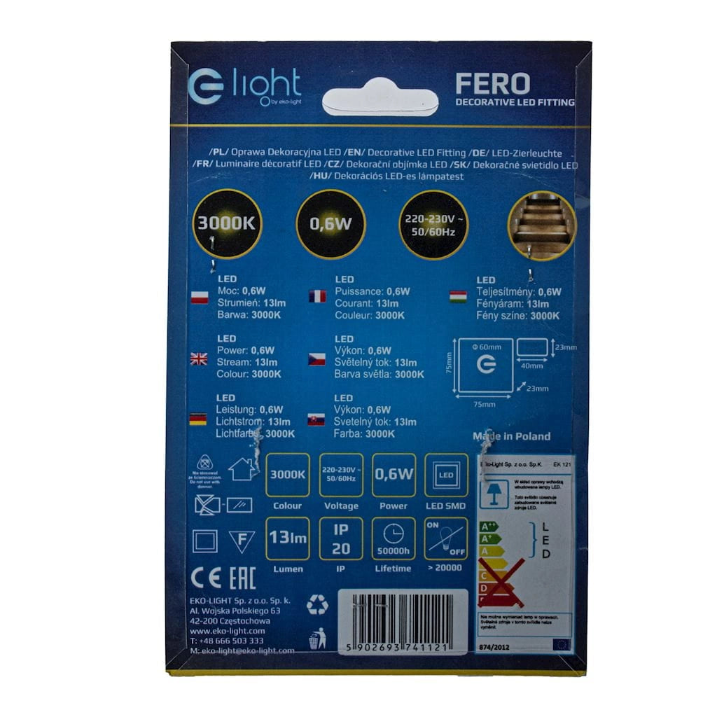 Lampada scala Eko-Light FERO EKS1121 LED 0,6W 3000K argento