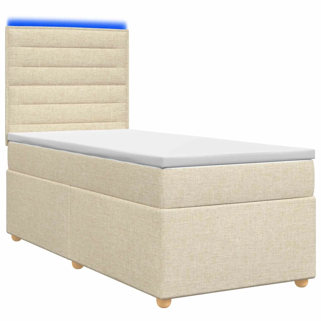 Letto box spring con materasso Crema 100 x 200 cm Tessuto 3455278