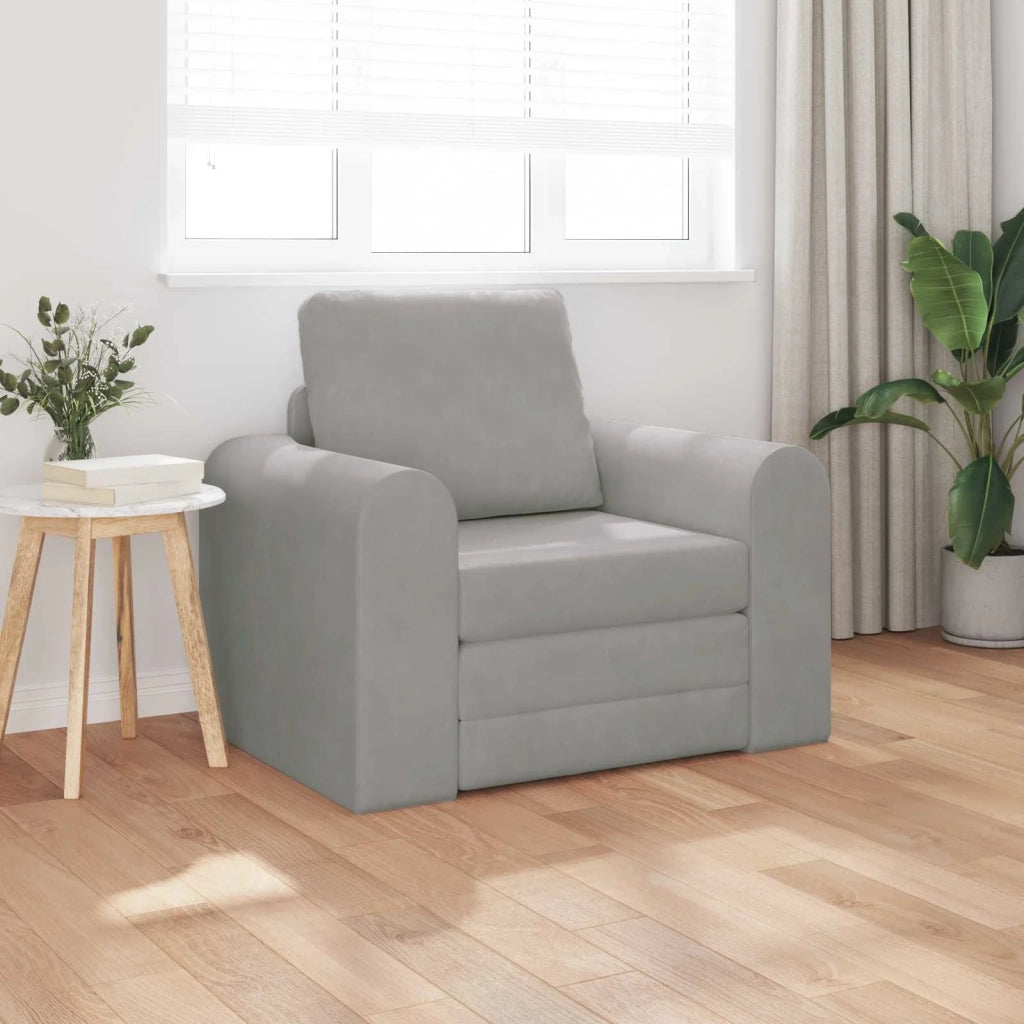 Divano letto | Sof¨¤ letto | Letto singolo Grigio chiaro 98 x 71 x 83 cm Velluto