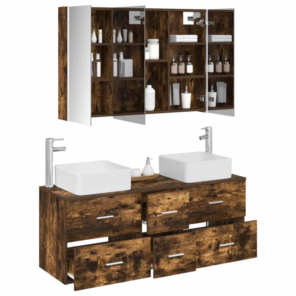 Set di mobili per il bagno 4 pcs Rovere Fumo 3406787