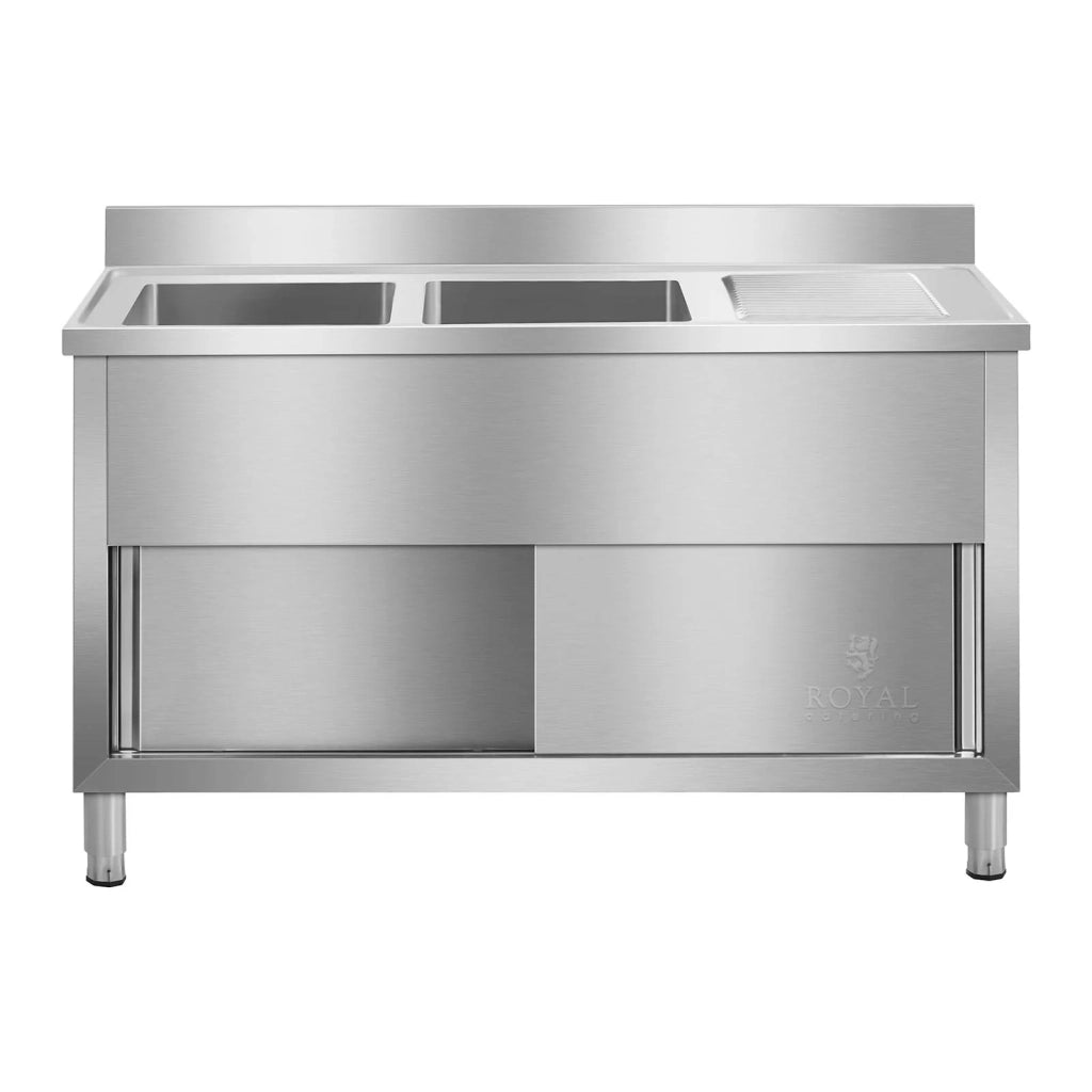 Lavello doppio in acciaio inox 140 cm modello professionale 14_0005012