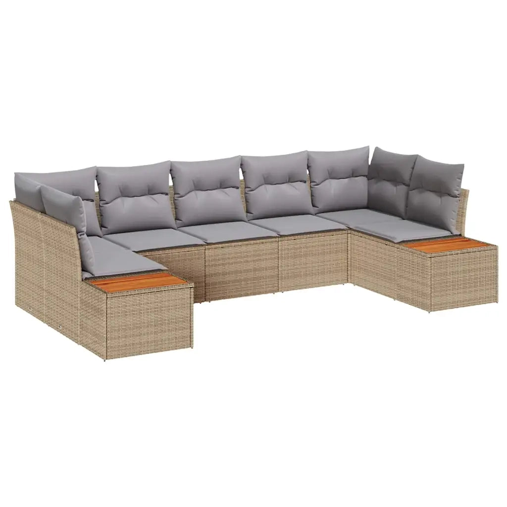 Set Divano da Giardino 7 pcs Beige e Grigio Chiaro Polyrattan 3356830