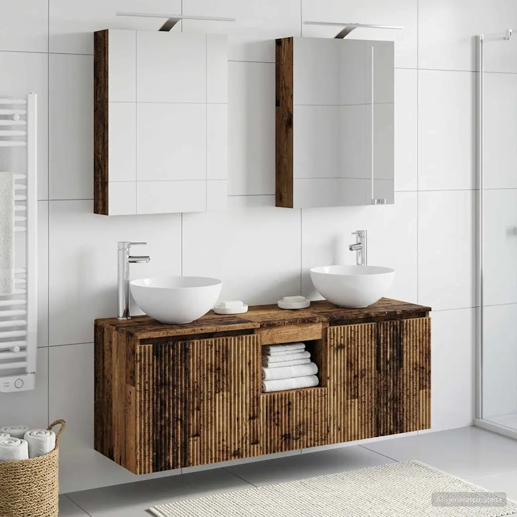 Set di Armadi da Bagno 5 pcs Legno antico 50 x 14,5 x 70 cm 3406357