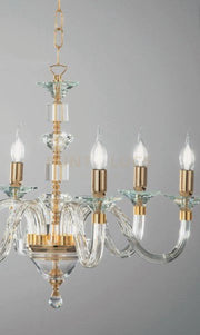 LAMPADARIO GALA 8 LUCI ATTACCO E14 ORO E TRASPARENTE D.82CM