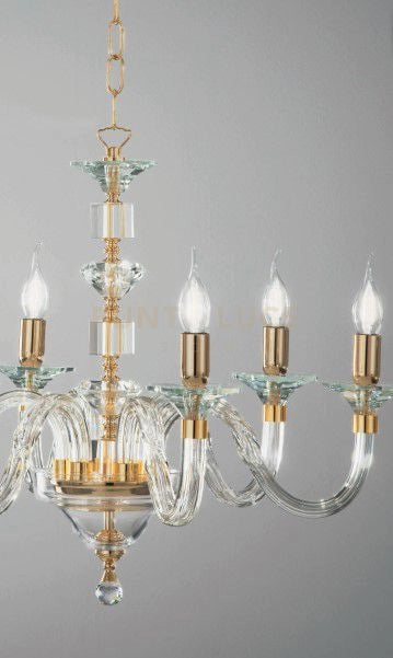 LAMPADARIO GALA 8 LUCI ATTACCO E14 ORO E TRASPARENTE D.82CM