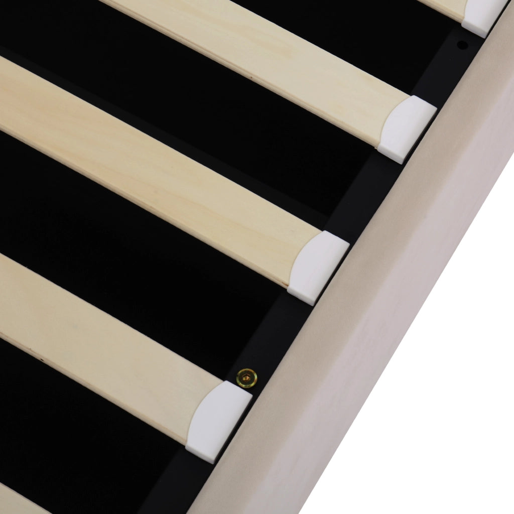 Letti contenitori 180x200 cm con contenitore; velluto beige (Senza materasso)