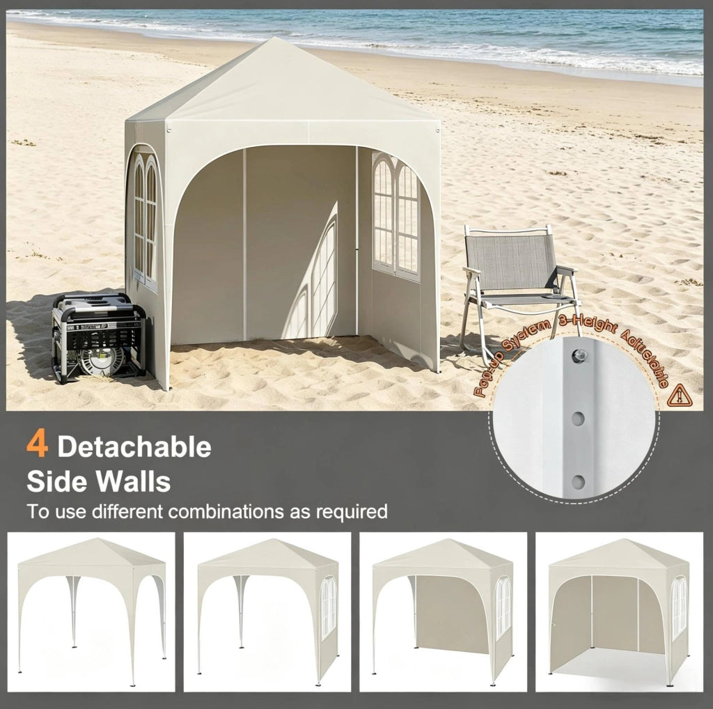 Gazebo pieghevole 2x2 m con pareti laterali e struttura in metallo