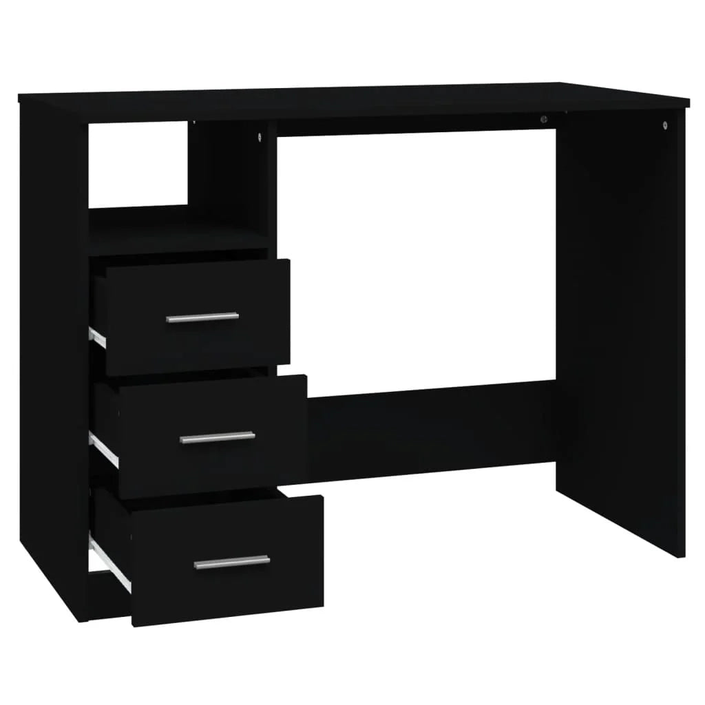 Scrivania tavolo postazione di lavoro scrivania per computer mobile da studio con cassetti 102 x 50 x 76 cm legno ingegnerizzato nero 02_0023473