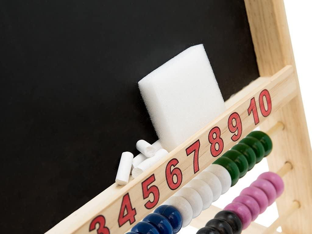 Lavagna per Bambini con Cavalletto e Pallottoliere in Legno H69 Kids Joy Gioca e Scrivi