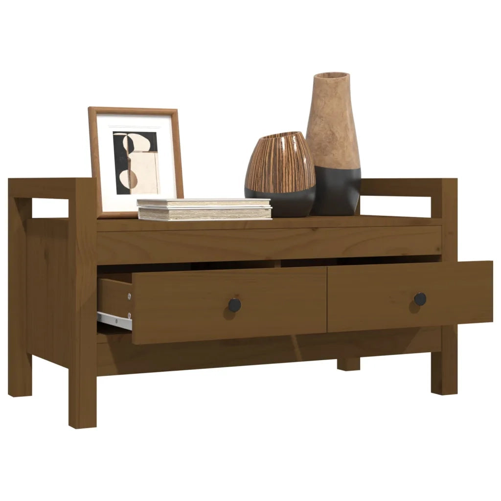 Panca da Ingresso Ambra 80x40x43 cm in Legno Massello di Pino 821787