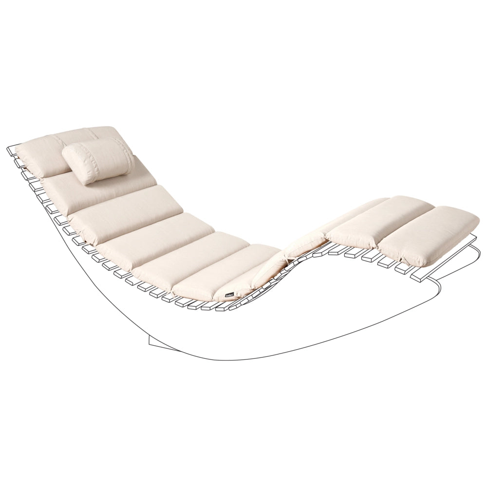 Cuscino per lettino prendisole Beige chiaro in poliestere resistente ai raggi UV con lacci e cuscino poggiatesta spesso