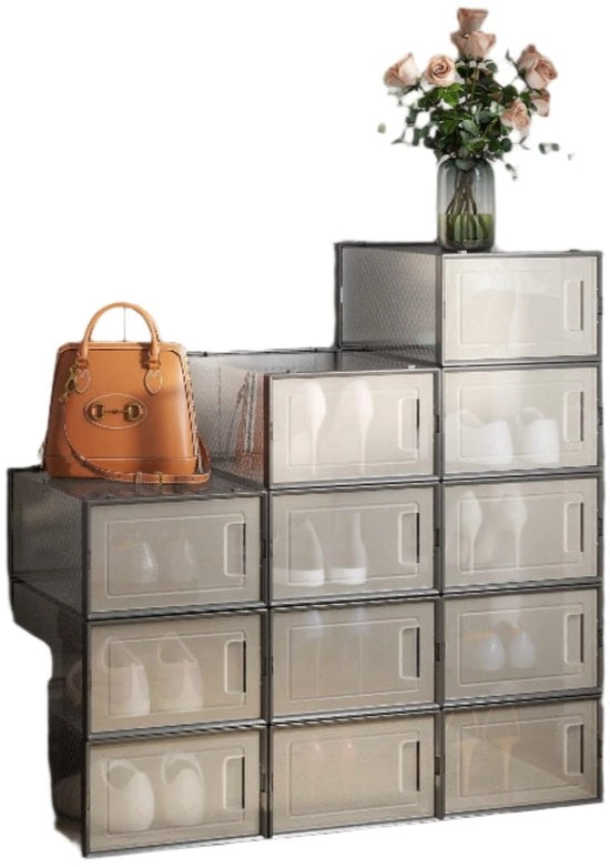 Set di organizzatore per scarpe - contenitore per scarpe - contenitore in plastica per scarpe - risparmio di spazio - 33,5 cm x 23,2 cm x 14,3 cm