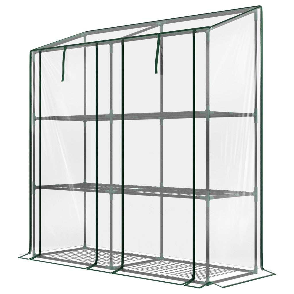 Serra da Giardino con Copertura in PE. 6 Mensole e 2 Porte Avvolgibili. 143x46x151cm. Trasparente