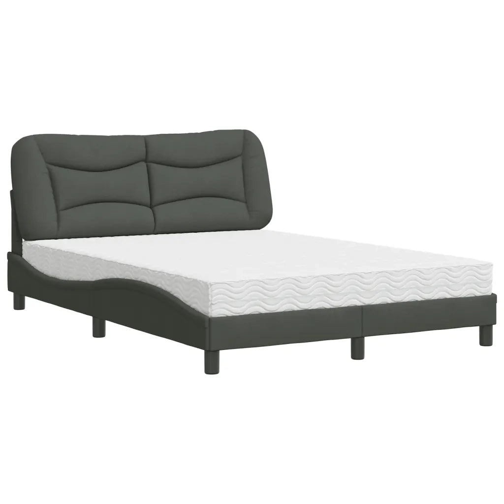 Letto con Materasso Hvar Grigio Scuro 140x200cm Tessuto 3208535