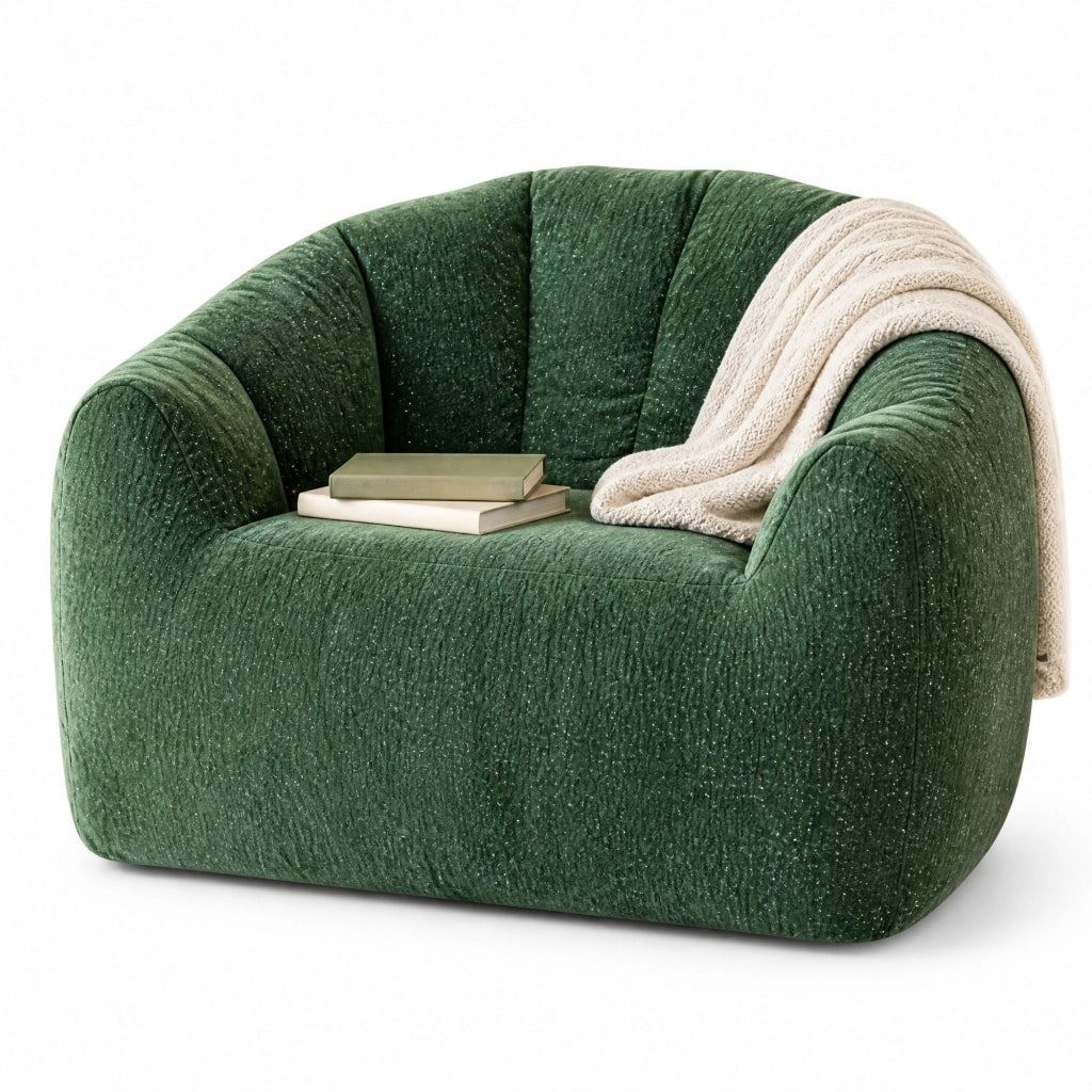 POLTRONA SACCO Rotonda Ergonomica Verde in Flanella