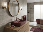 Lavabo rettangolare da appoggio senza troppo pieno in ceramica con foro rubinetto - Bordeaux Opaco