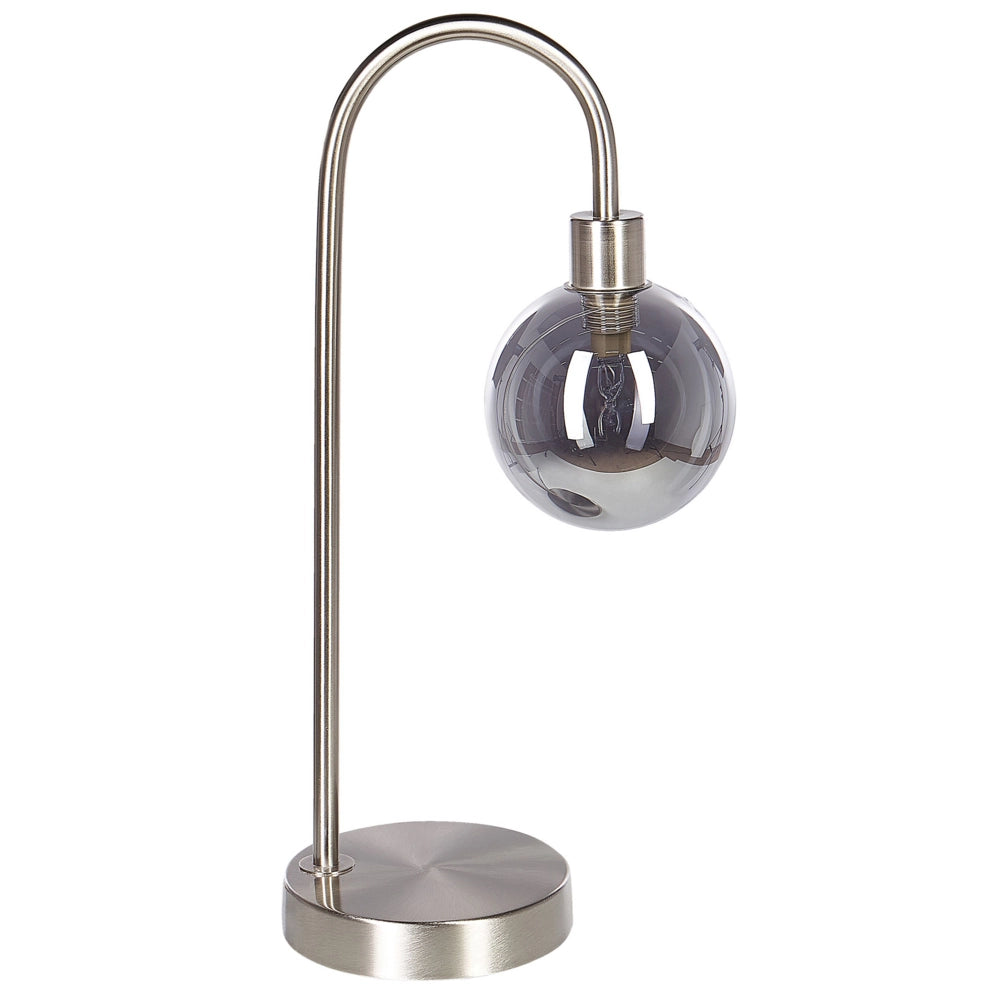 Lampada da tavolo in acciaio e vetro color argento moderna soggiorno camera da letto