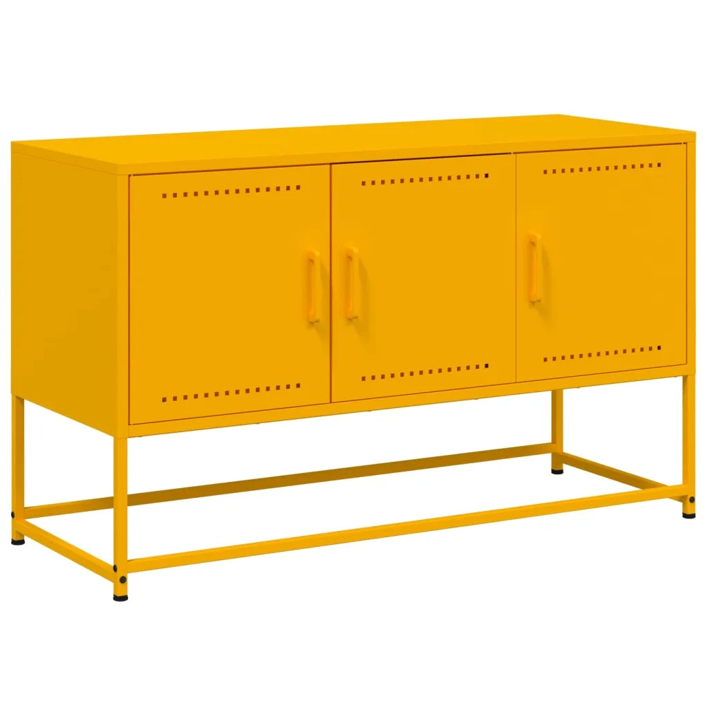Mobile TV-Credenza TV-Console TV Giallo Senape 100,5x39x60,5 cm in Acciaio 189672