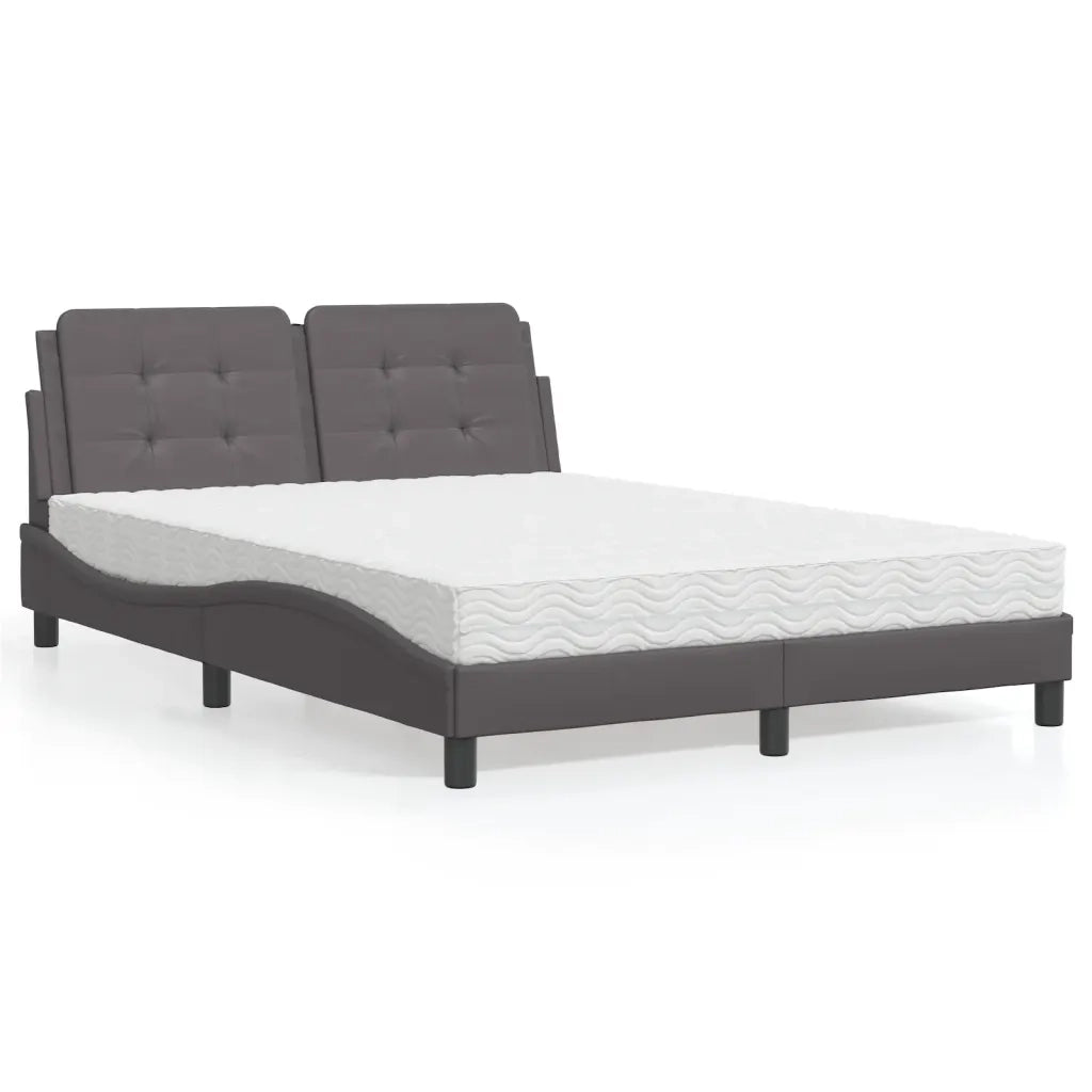 Letto matrimoniale | Letto per adulti | Giroletto senza Materasso Zadar Grigio 120x200 cm in Similpelle