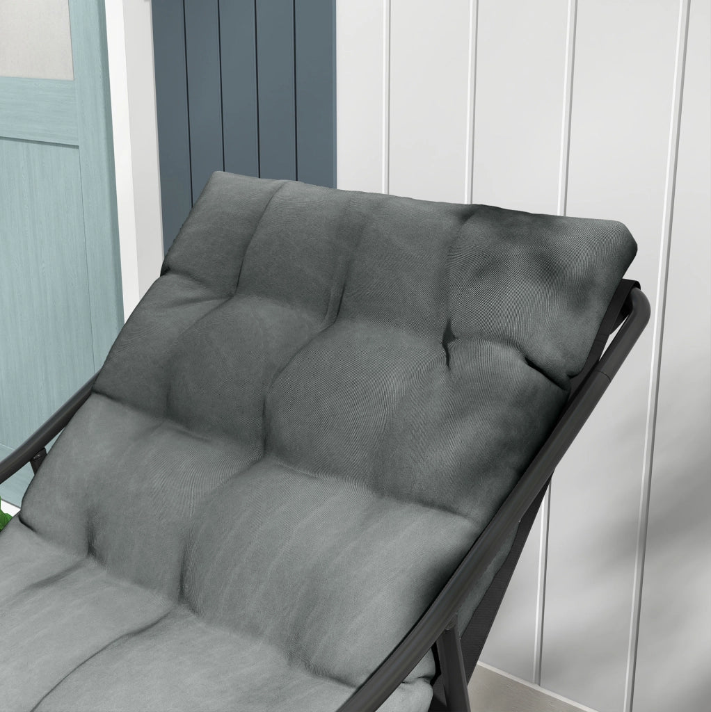 Poltrona lounge da giardino con cuscino da 10 cm; struttura in acciaio grigio