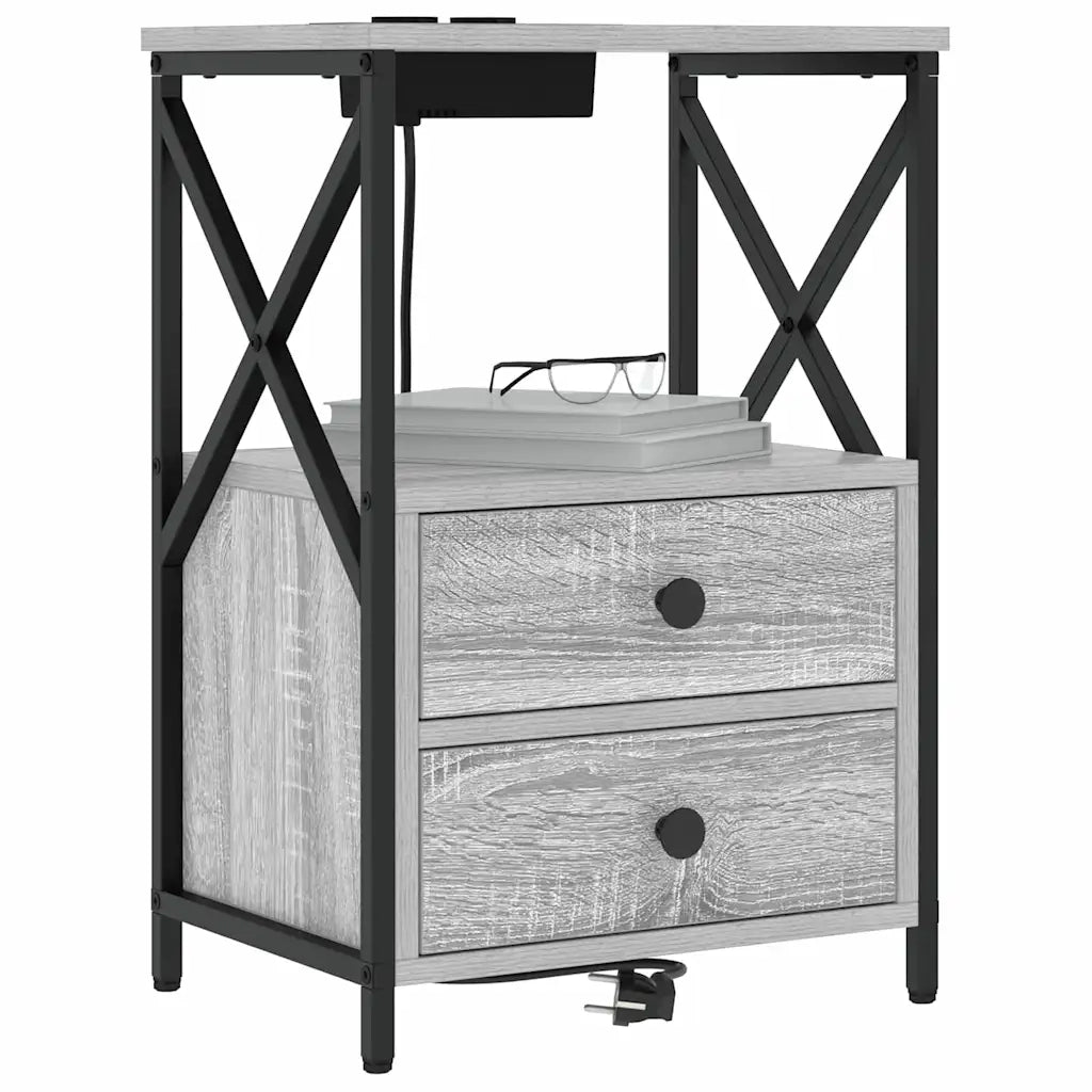 Comodino | Armadio da Notte | Mobiletto da notte con cassetto Grigio Sonoma 40 x 31 x 60 cm