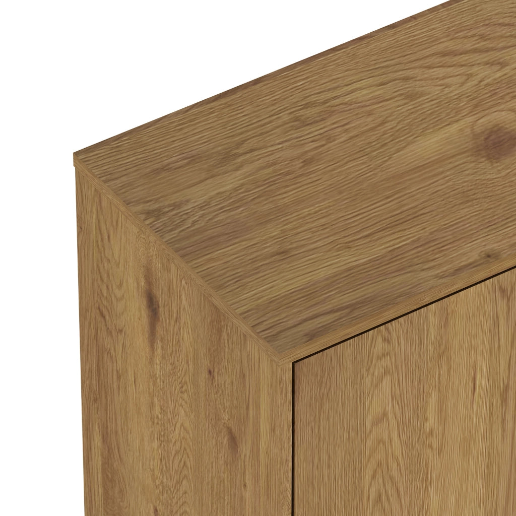 Credenza Bassa Kistiandi a 2 Ante e 3 Cassetti 77 x 120 x 40 cm - Effetto Rovere Scuro [en.casa]