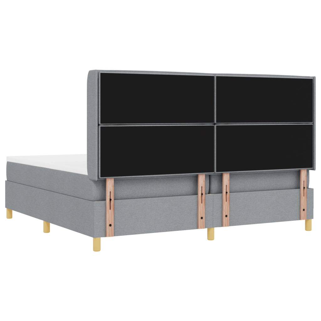 Letto a Molle  con Materasso e Luce LED Grigio Chiaro 200x200 cm Tessuto