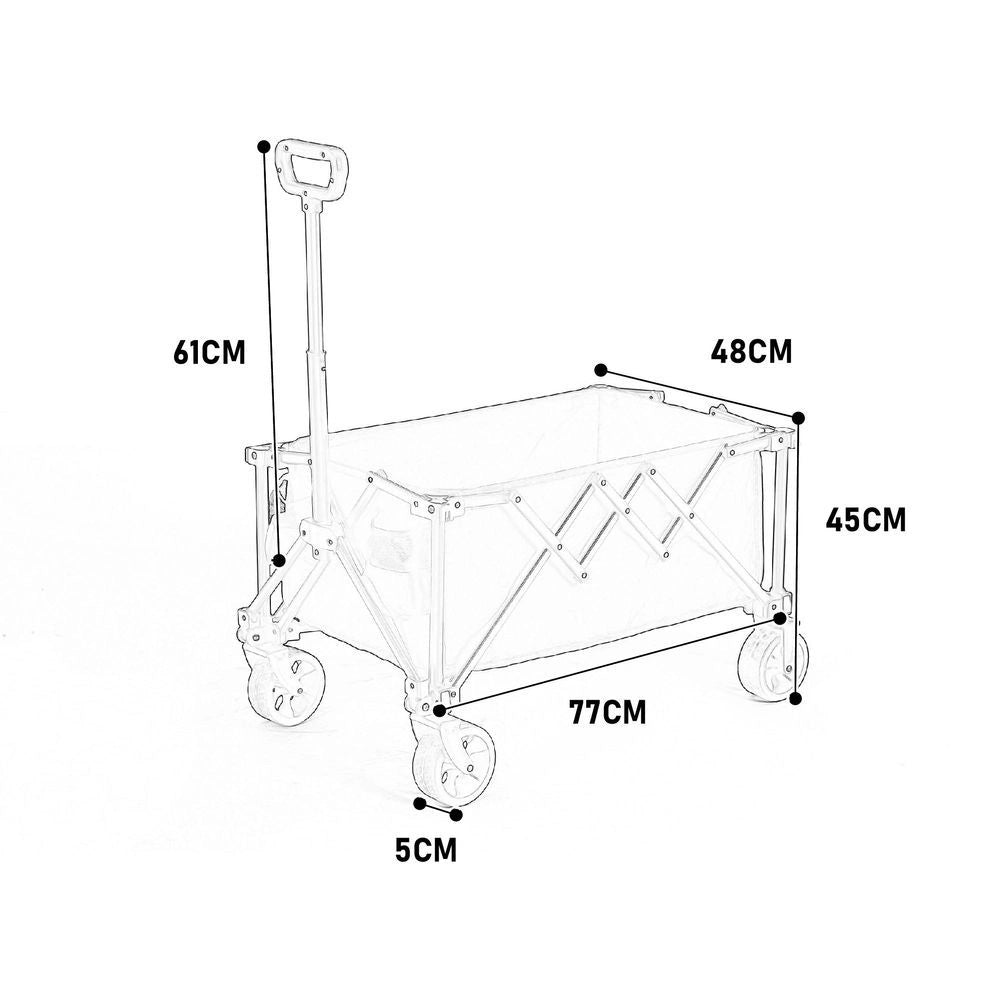 Carrello pieghevole per esterni - Xylo - Ruote fuoristrada, manico regolabile, robusto, per campeggio, shopping, pesca sportiva - Blu