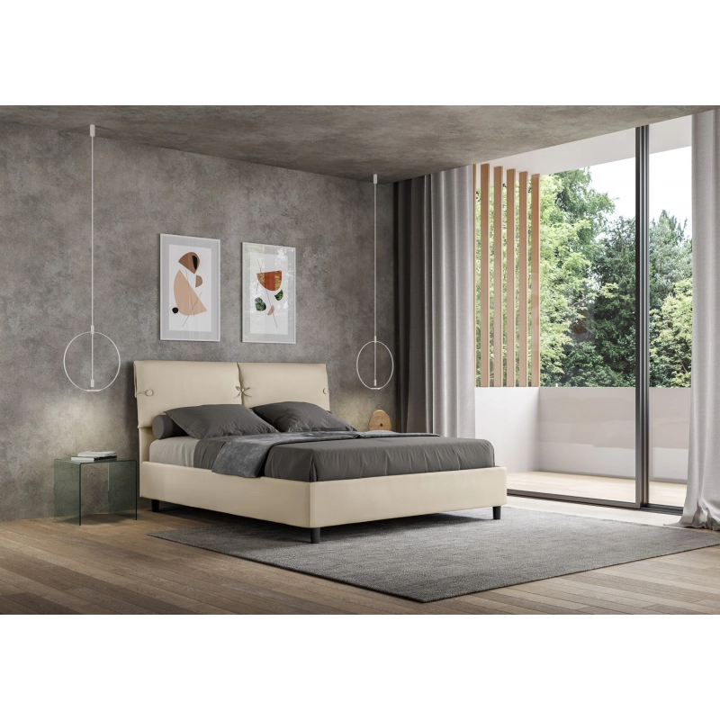 Letto imbottito Matrimoniale 160x200 cm Sleeper - Similpelle,Tortora,Con rete