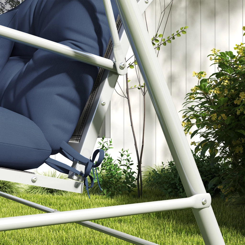 Set di 4 cuscini per sedile; idropellente 150x50 cm Coscino per sedia con cinghie per i cravatti; spesso 10 cm blu navy