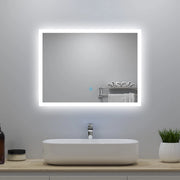 Aica LED Specchio da bagno 90×70 cm + luminosità regolabile a 3 colori + antiappannamento