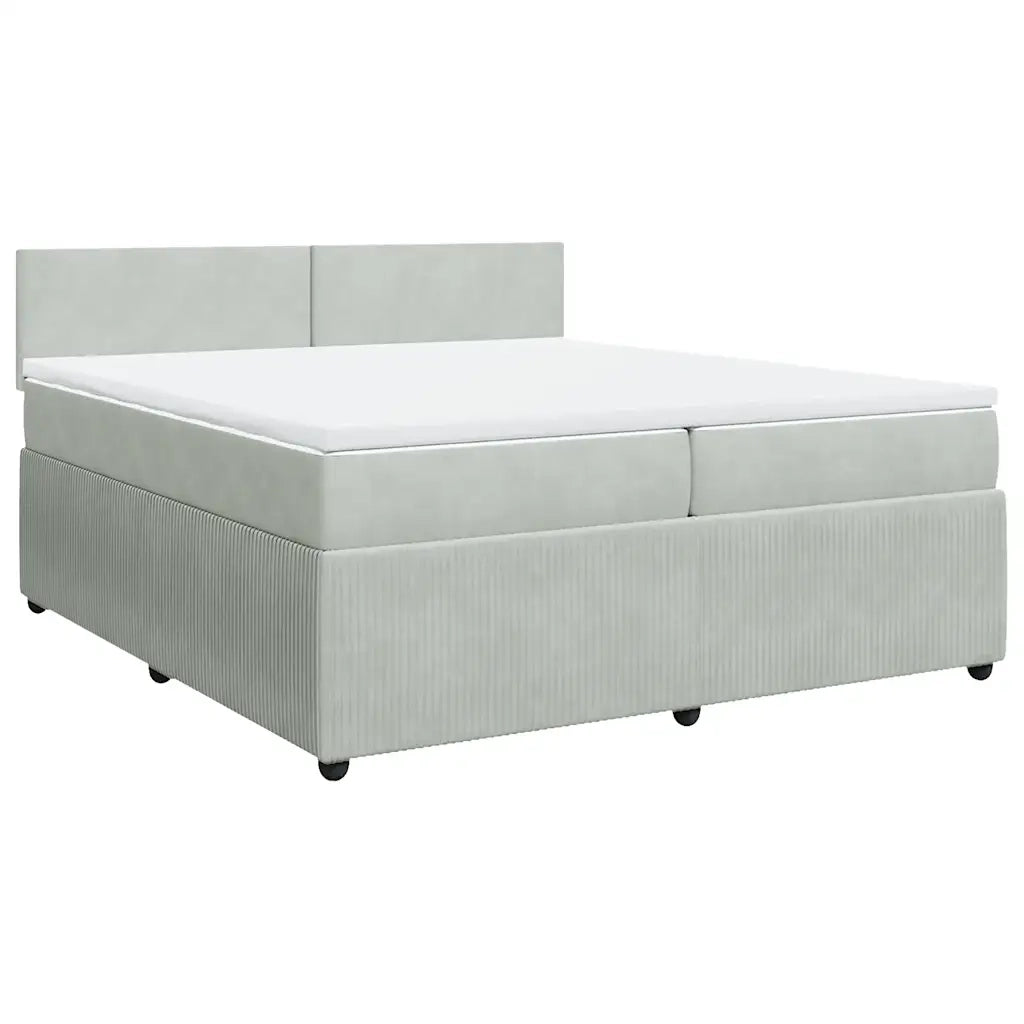 Giroletto a Molle con Materasso Grigio Chiaro 200x200cm Velluto