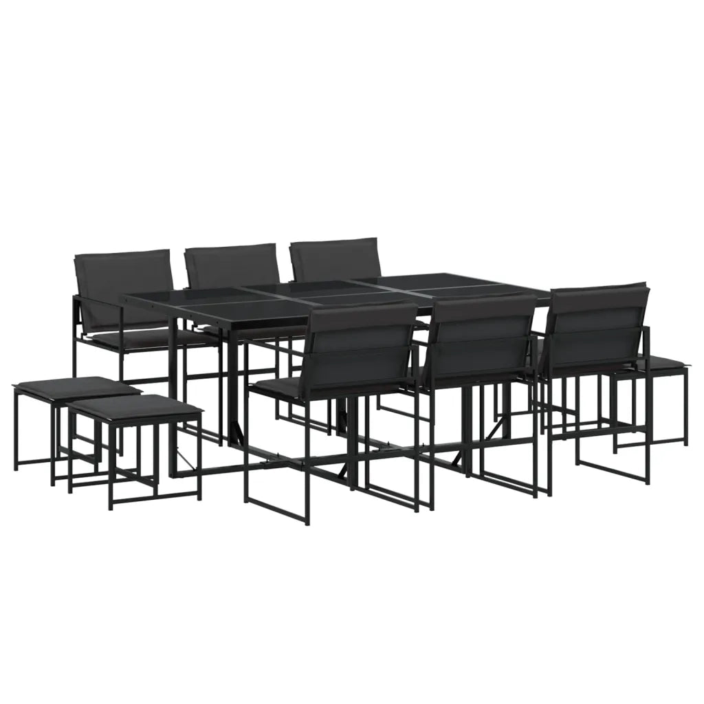 vidaXL Set da Pranzo da Giardino 11 pz con Cuscini Nero in Textilene