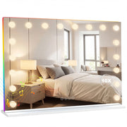 Specchio da Trucco Hollywood con 18 LED, Luce RGB, Bluetooth ¨C zephmum ¨C Bianco