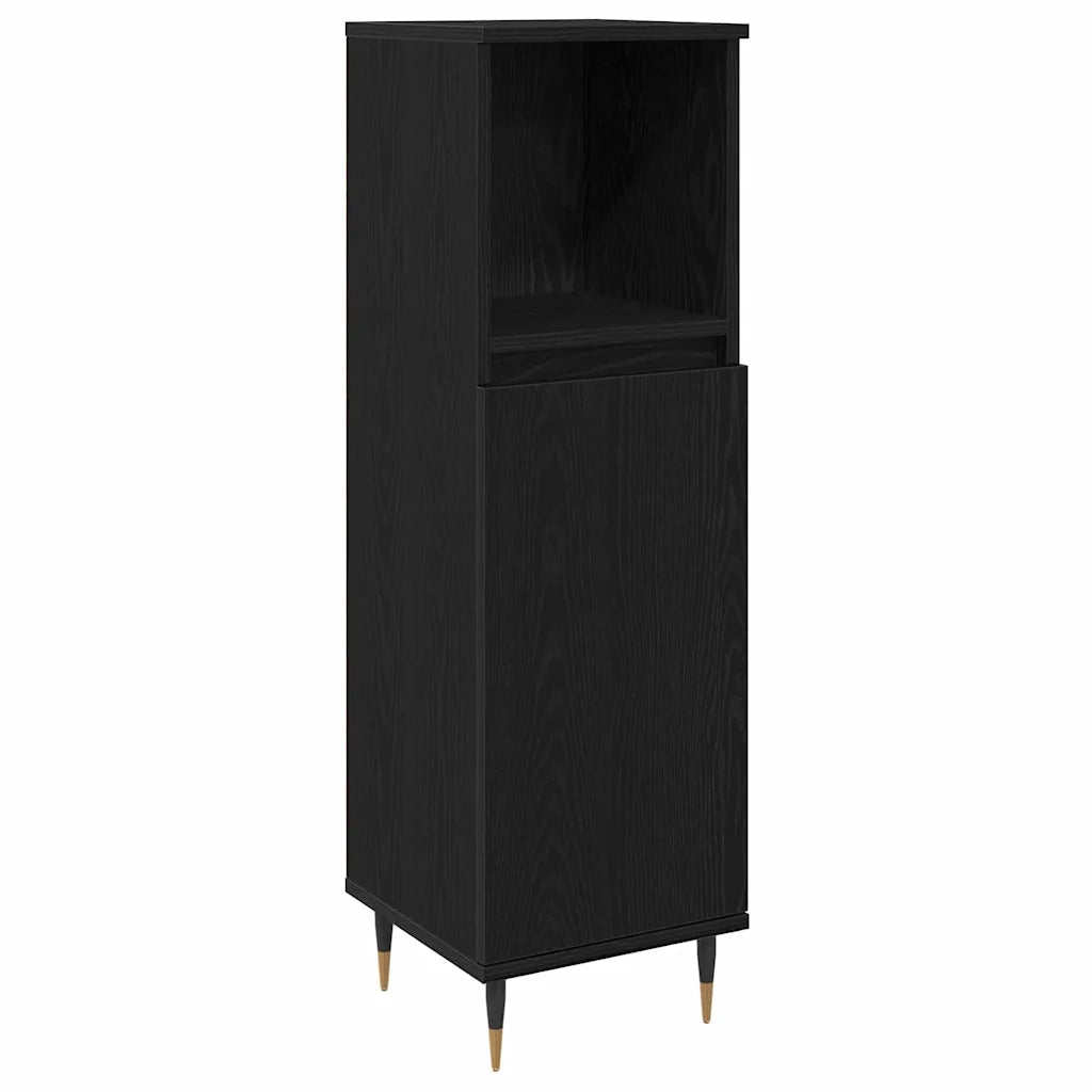 Set di mobili per il Bagno | Armadio da bagno 3 pz Rovere Nero Legno multistrato
