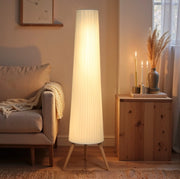 Lampada da terra 46x46x153 cm dimmerabile con interruttore a pedale in legno bianco