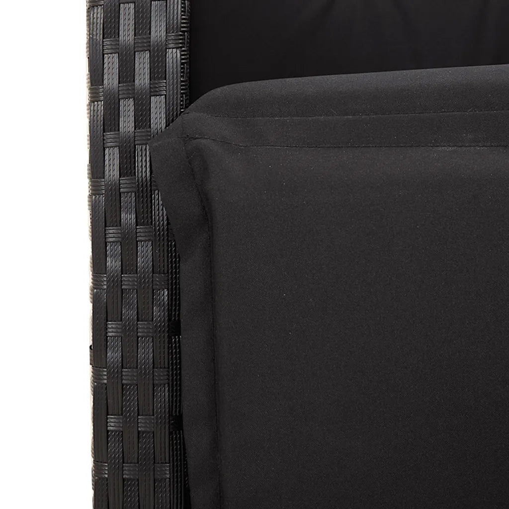 Set da Pranzo da Giardino 5 pz Nero con Cuscini in Polyrattan 3277388