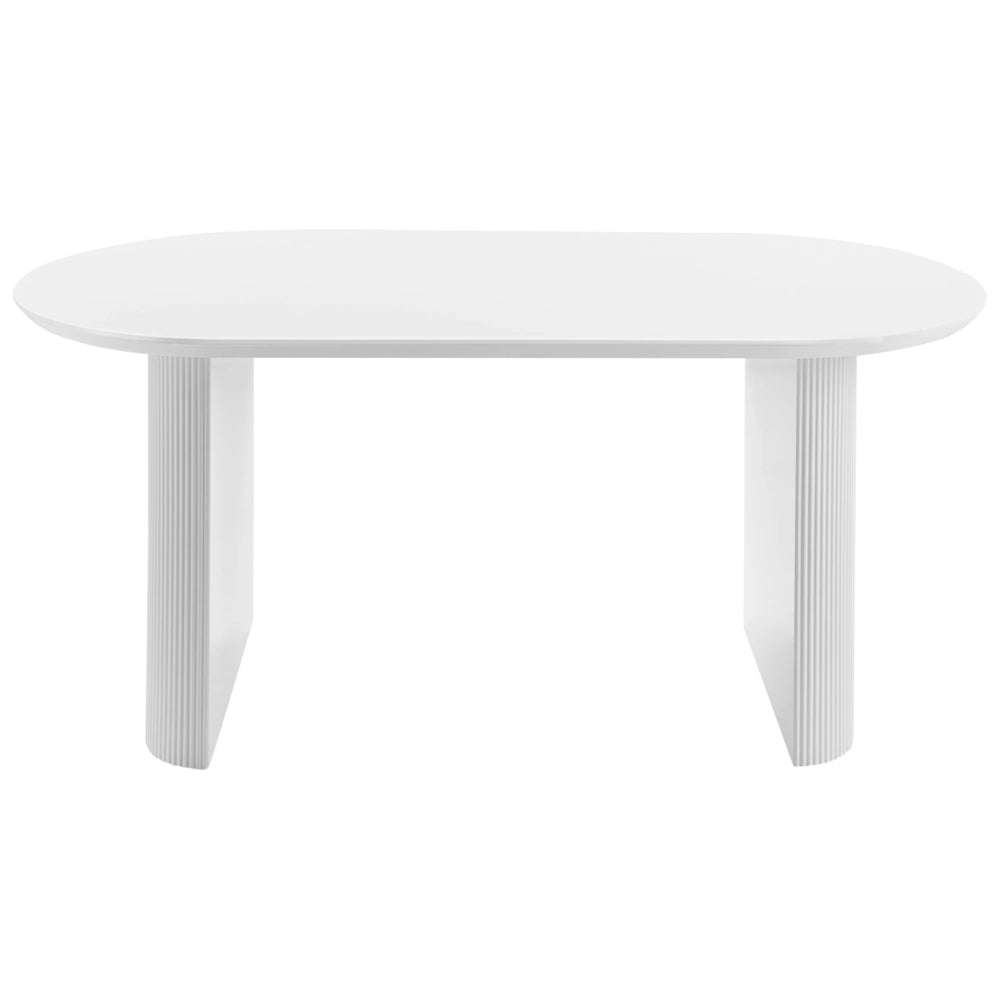 Tavolo da pranzo rustico con gambe ovali 180 x 90 cm Bianco stile rustico