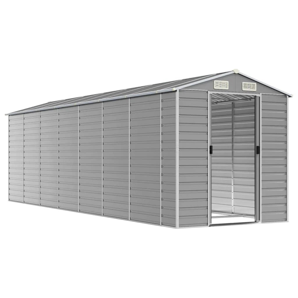 Casetta da giardino cabina ripostiglio capanno da esterno capanno per attrezzi robusta colore chiaro 191 x 640 x 198 cm acciaio zincato grigio 02_0022247