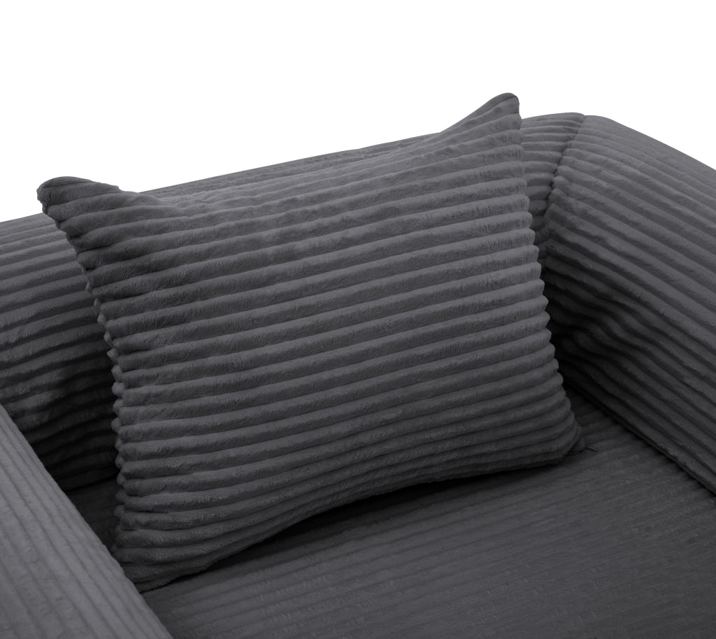 Divano letto singolo convertibile in tessuto corduroy con funzione letto, cuscino e design salvaspazio, grigio