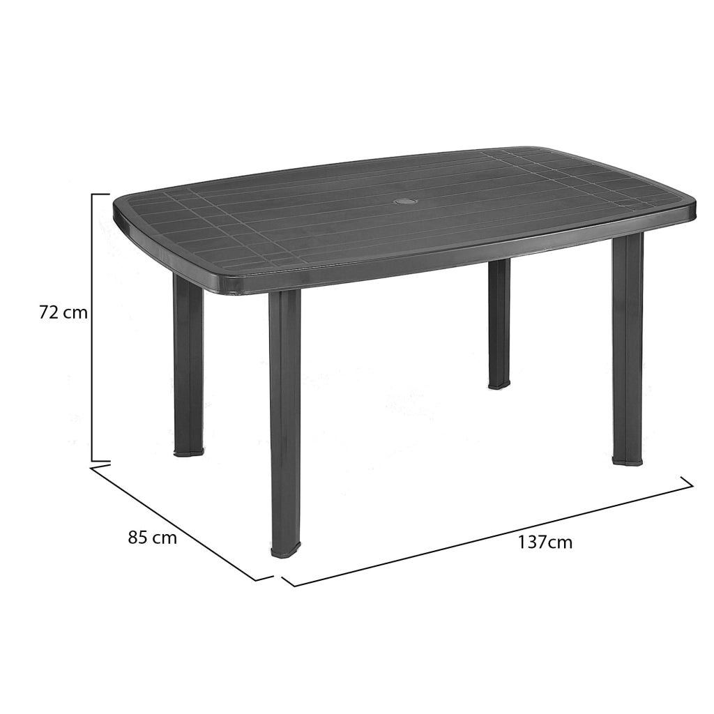 Greggs, Tavolo da Esterno 6 Posti Made in Italy, 137x85x72h cm Nero Antracite