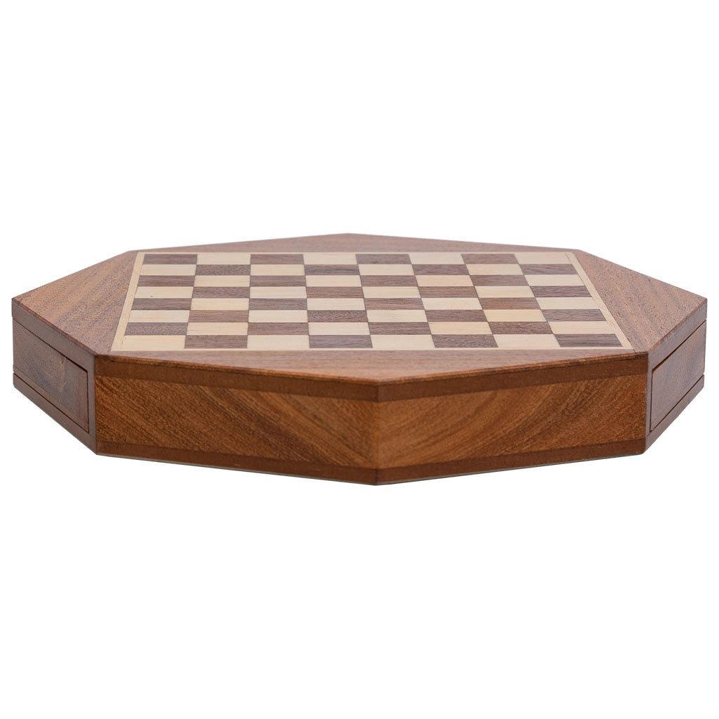Scacchi magnetici con cassetto per pezzi in legno marrone d22,5x5h