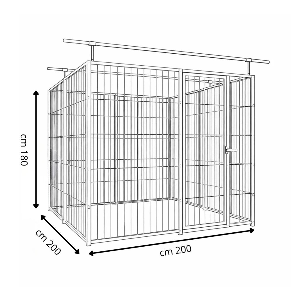 Box per cani in rete predisposto alla copertura zincato elettrolitico da 200x200x altezza 180 cm