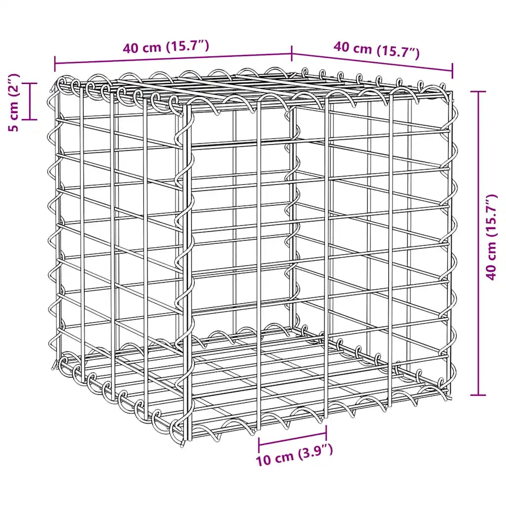 Gabbione Letto Rialzato a Cubo in Filo di Acciaio 40x40x40 cm 145649