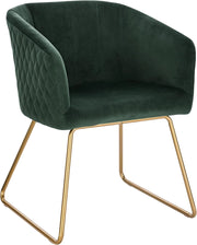1x Sedie cucina moderne Poltroncina salotto Adatte per Sala da pranzo Soggiorno, Camera da Letto, Tessuto di velluto, Oro Metallo, Verde Scuro BH271dgn-1