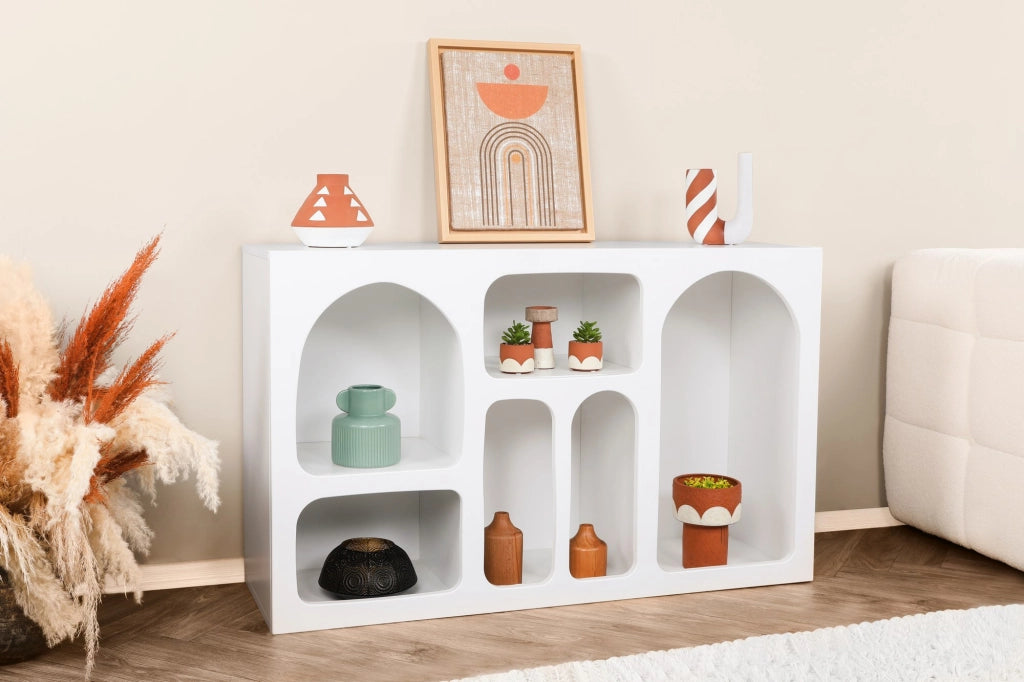 Credenza in legno "Liva" - 120 x 37 x 74 cm - Bianco