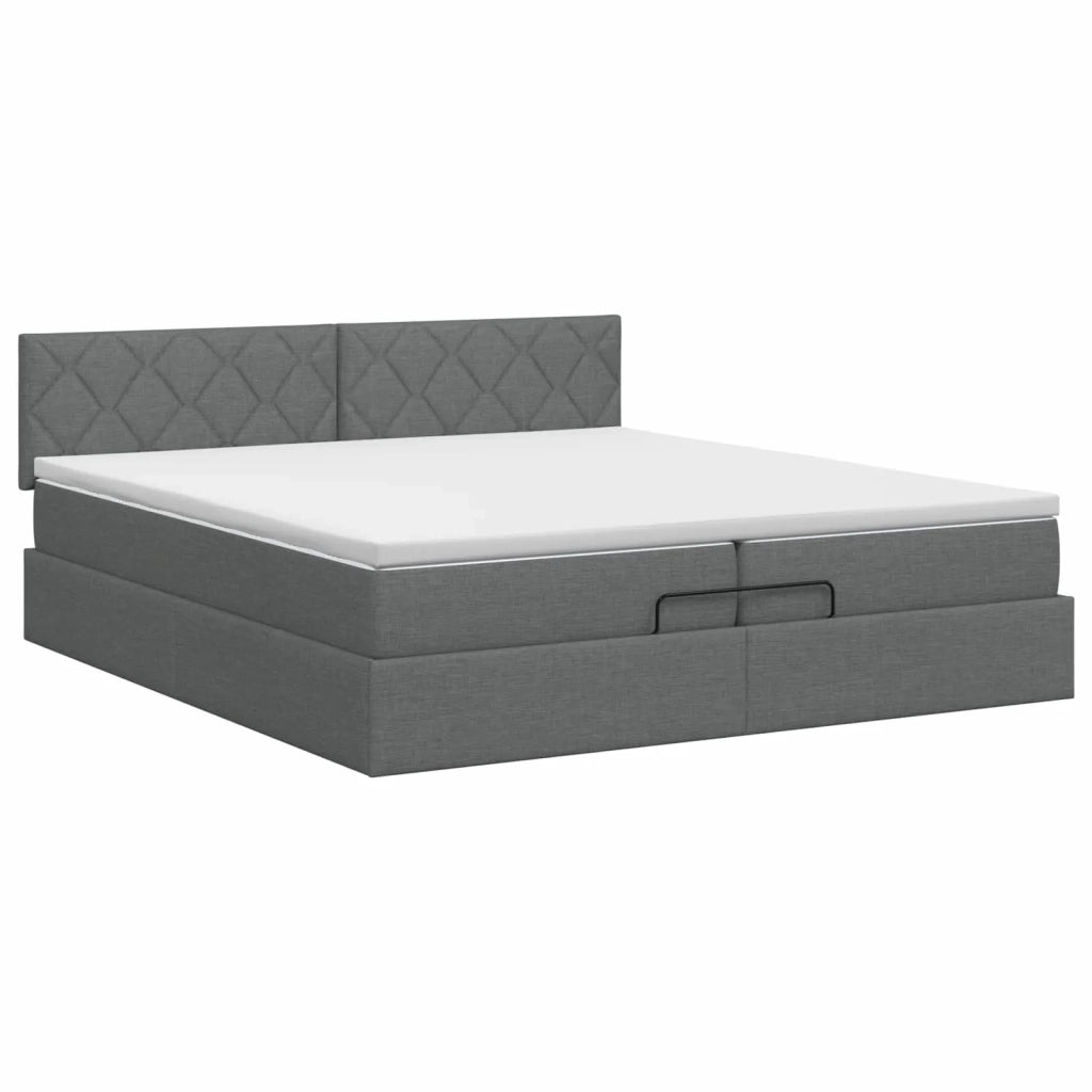 Letto ottomano con materasso Grigio Scuro 200 x 200 cm Tessuto 3456435