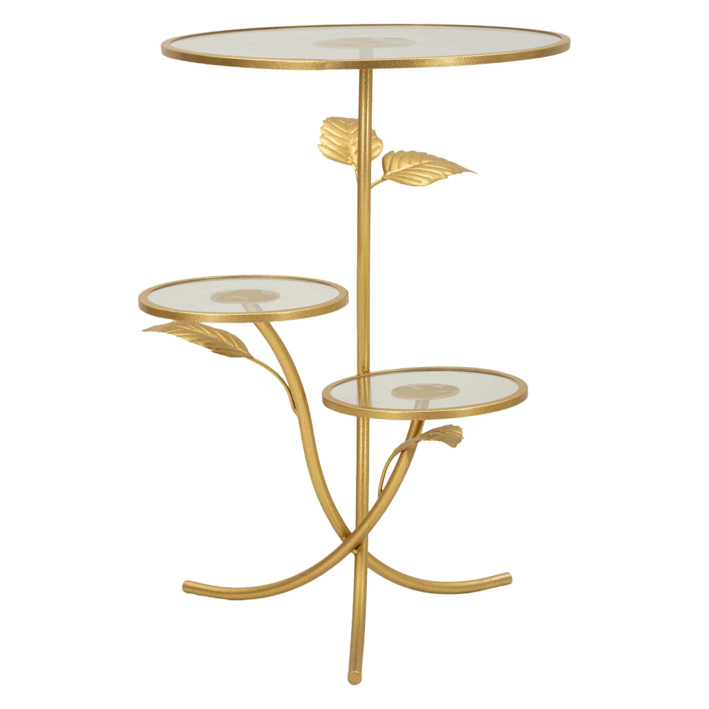 Fana, Tavolino da Salotto 3 Ripiani, 54x54x70h cm oro